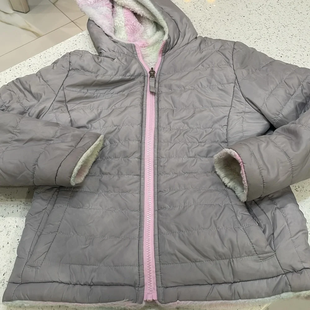 SO Gray and Pink Reversible Puffer Jacket with Quilted size 10/12